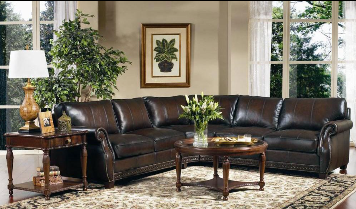 Dark brown/black leather sectional sofa | Peerless Furniture & Leather Gallery STL
