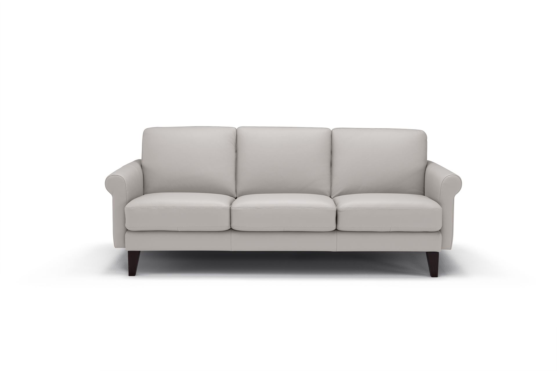 Light gray three-seat sofa on a white background.