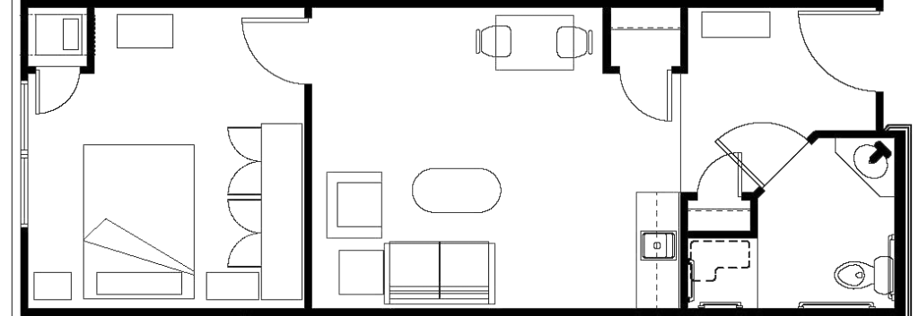 530 sq/ft One Bedroom Deluxe Apartment blueprint at Mt. Carmel Community in Benton, AR