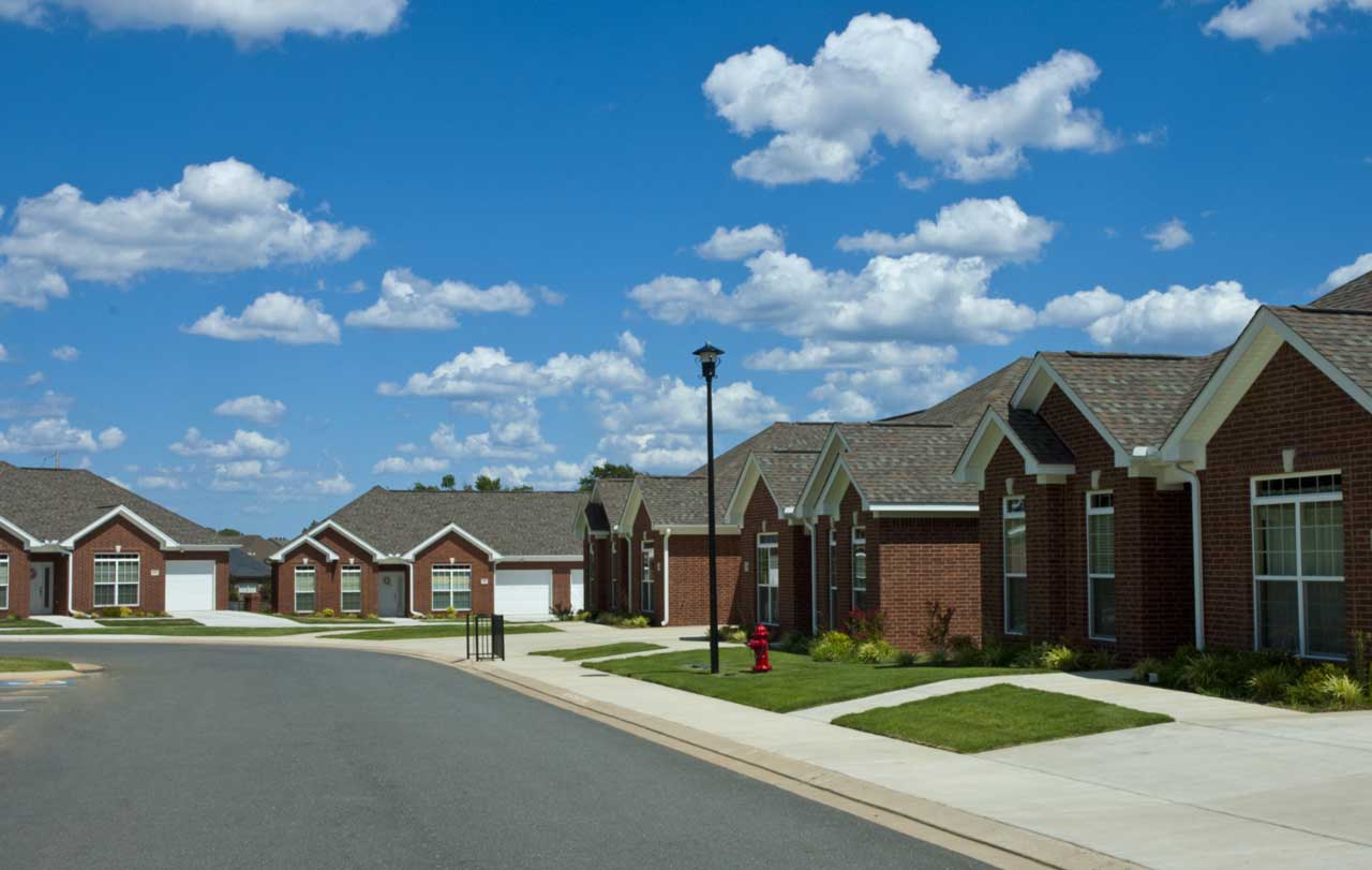 Row of assisted living apartments at Mt. Carmel Community in Benton, AR