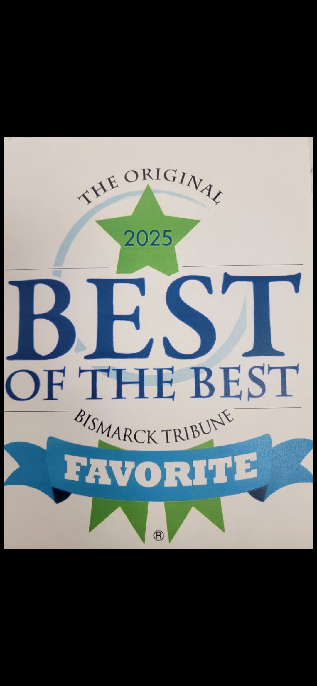 Award badge that reads 