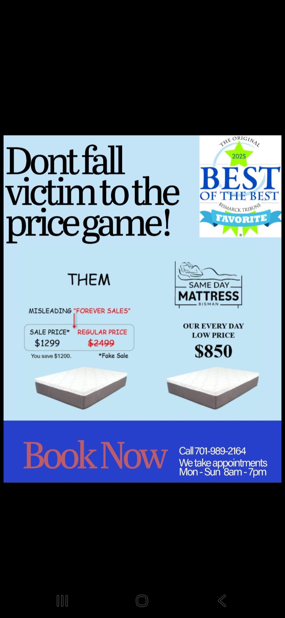 Ad for mattress: 