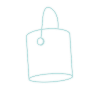 Hellblaue Umrisslinie eines Einkaufstaschen-Symbols auf weißem Hintergrund