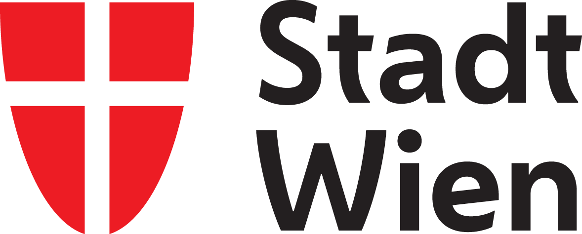 Stadt Wien Logo mit rotem Schildemblem und schwarzem Text