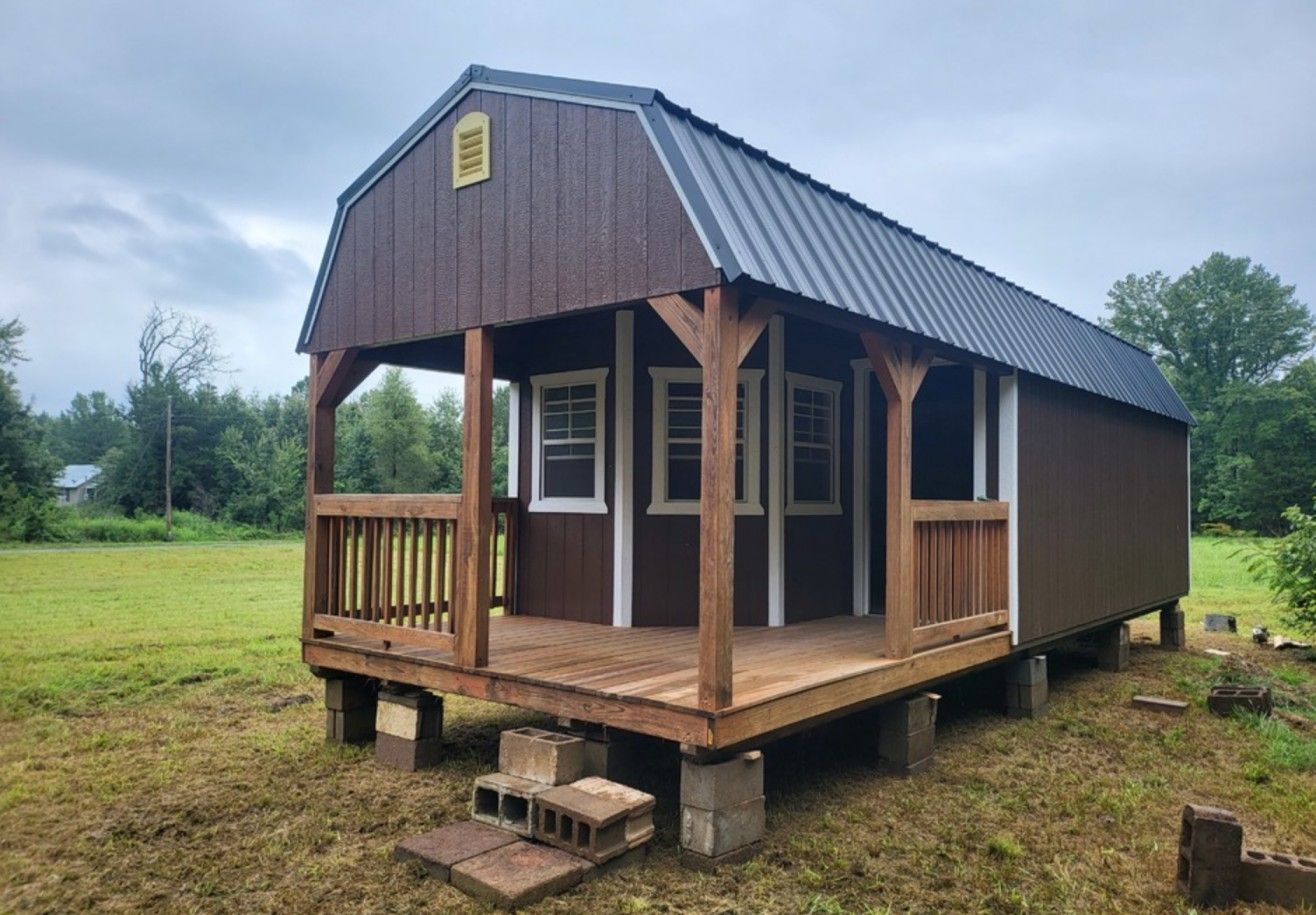 Tiny Home Portable Deck System Brown White River Valley Shed Dardanelle AR