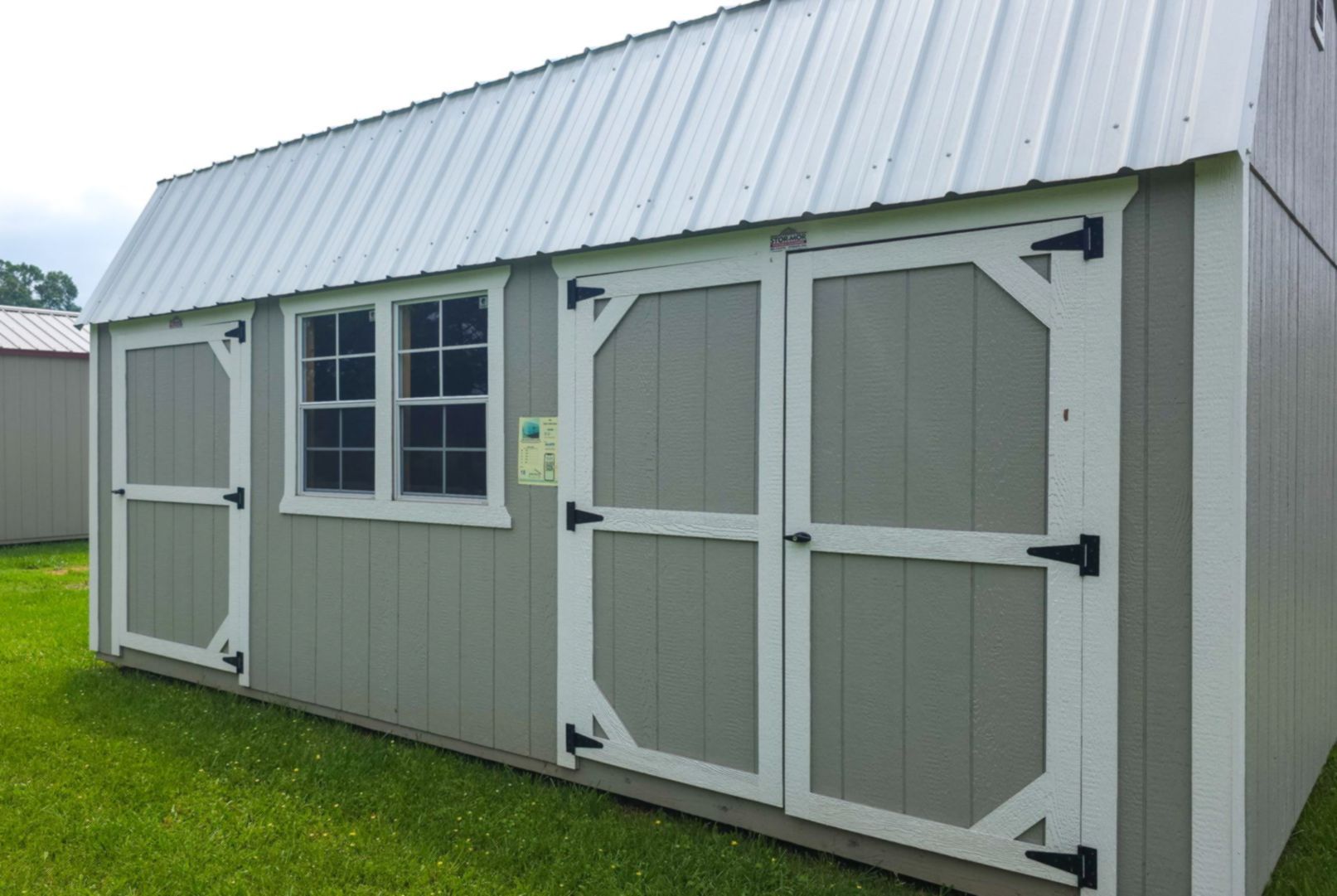 Grey White Tiny Home Portable Shed River Valley Shed Dardanelle AR