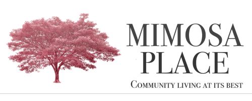 A logo for mimosa place community living at its best