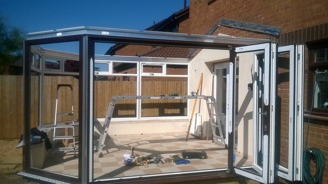 conservatory doors being fit