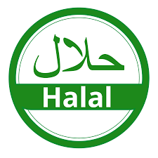 A green circle with the word halal on it.