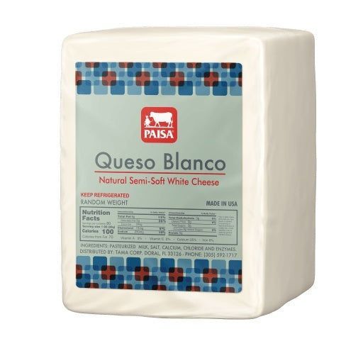 A block of queso blanco natural semi soft white cheese