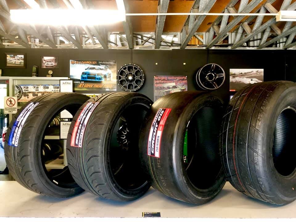 budget tyres lined up in tyre shop Gold Coast