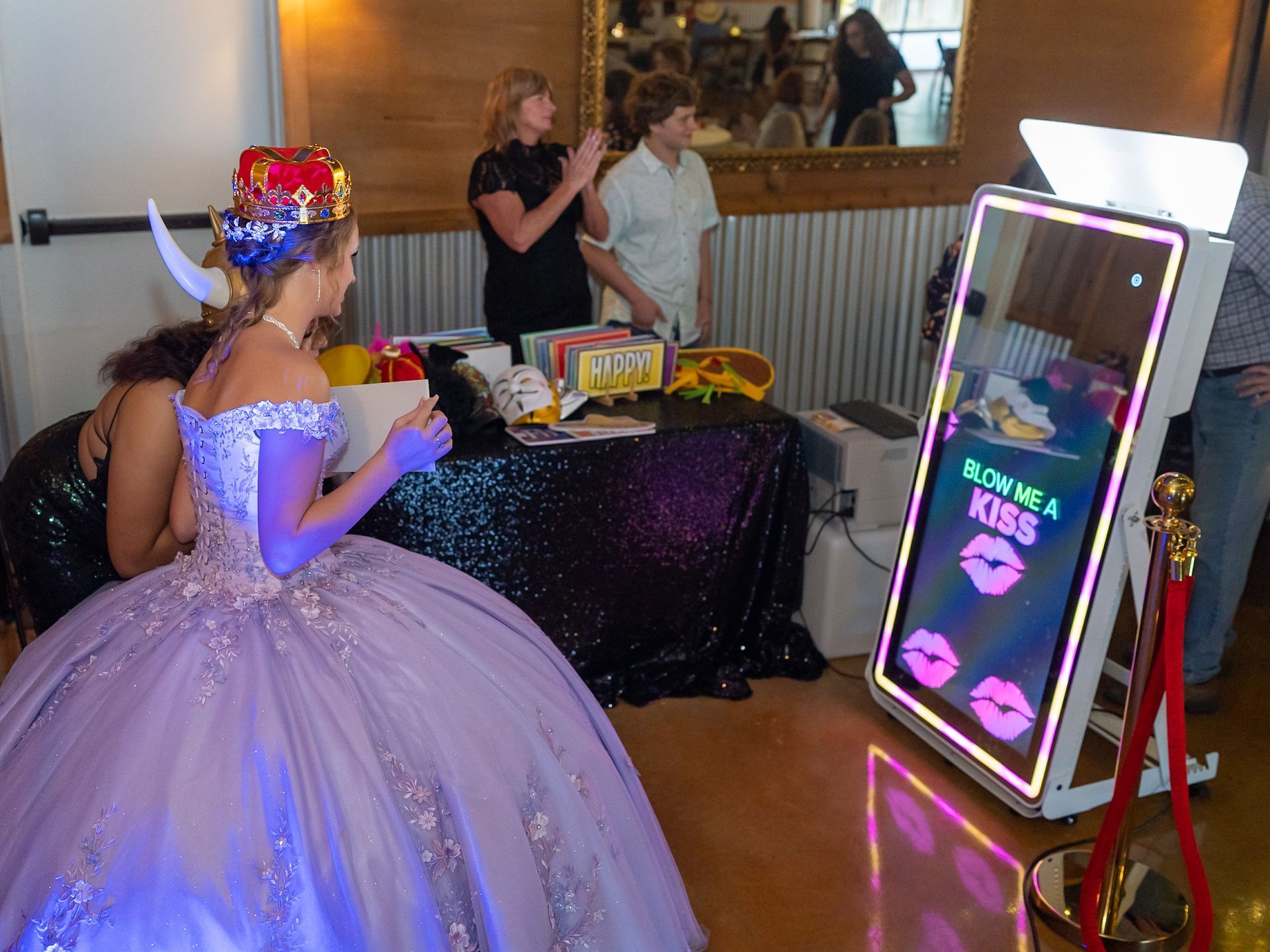 a birthday celebrant with a Frisco  Astro Photo Booth setup