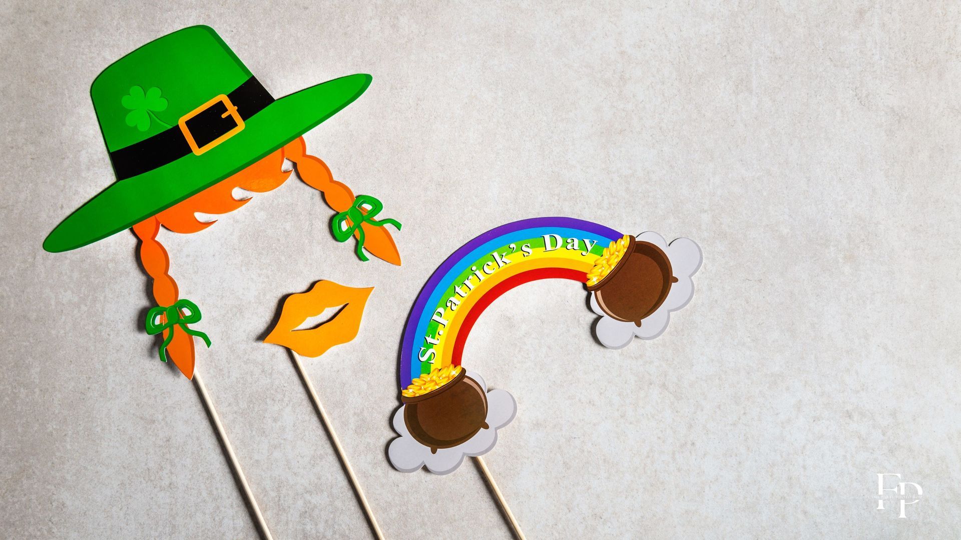 A set  of photo booth props for St. Patrick’s Day