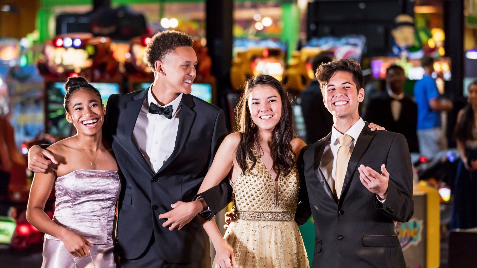 San Antonio Quinceañera celebrant shares laughter and joy with her friends.