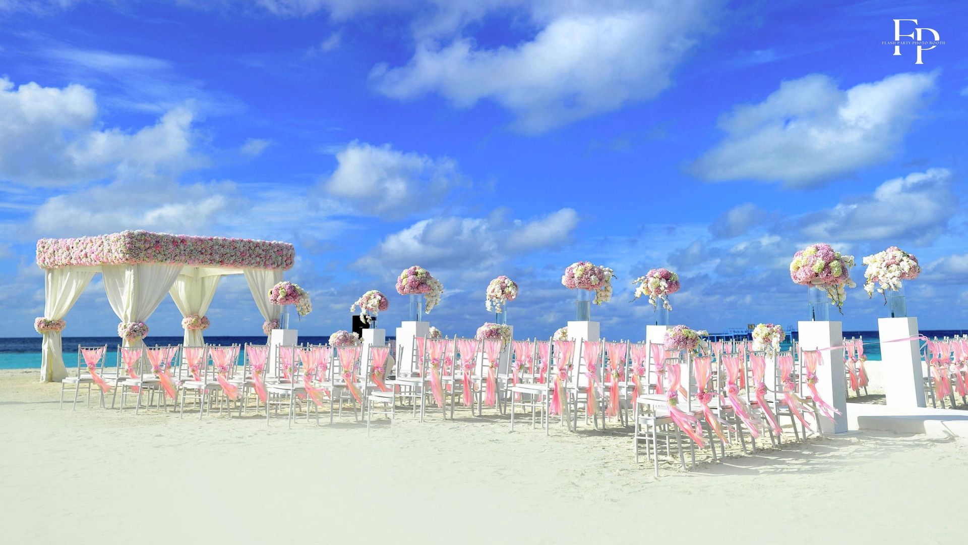 A setup for the ceremony of the destination wedding in Frisco