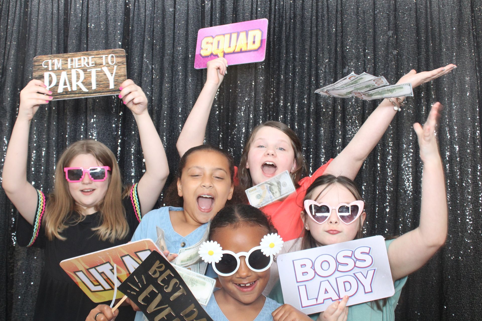Photo props included with Charlotte photo booth rentals for weddings, birthdays, corporate events & more!
