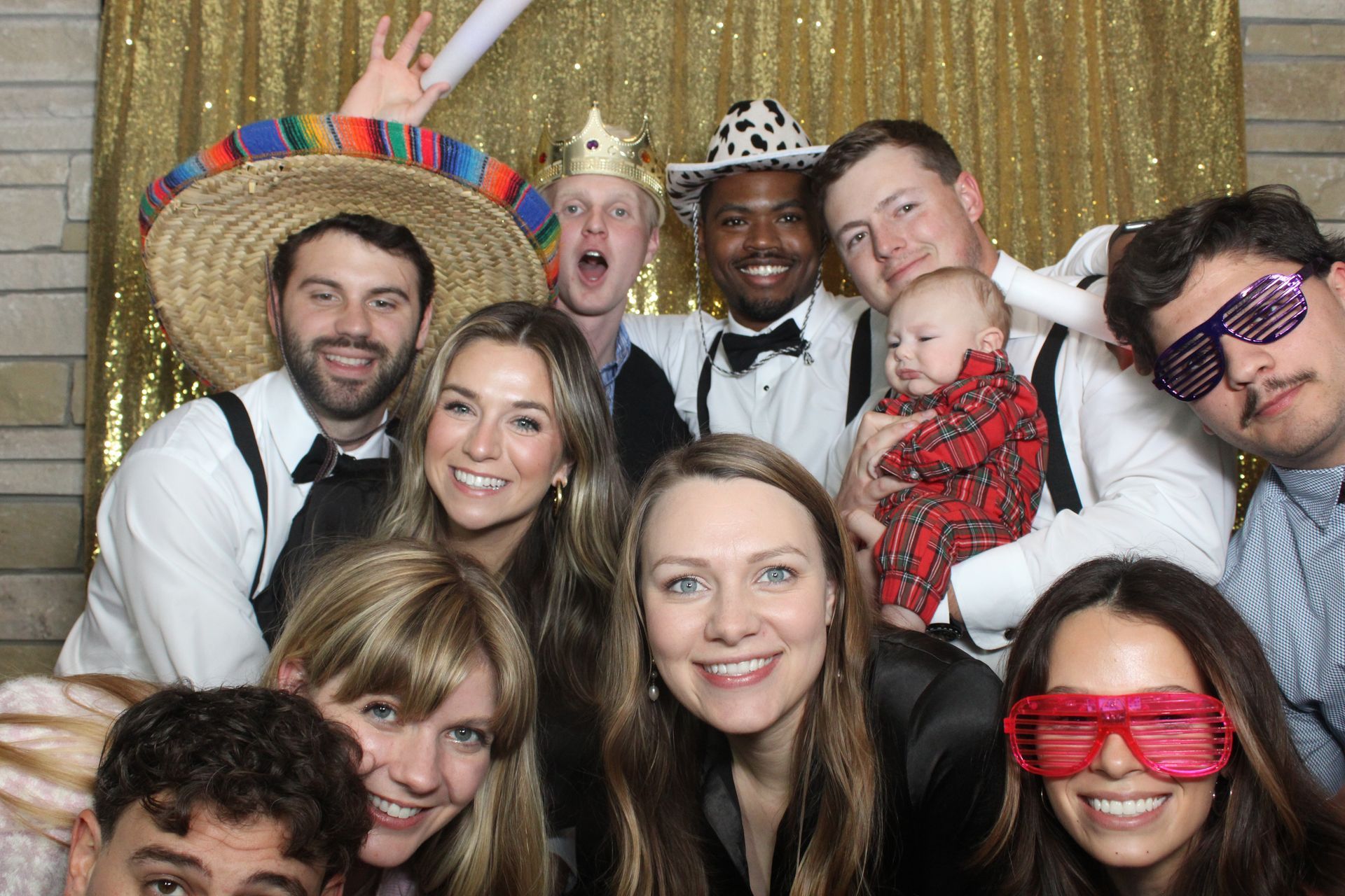 Fun props included with Mansfield photo booth rentals for weddings, birthdays, corporate events
