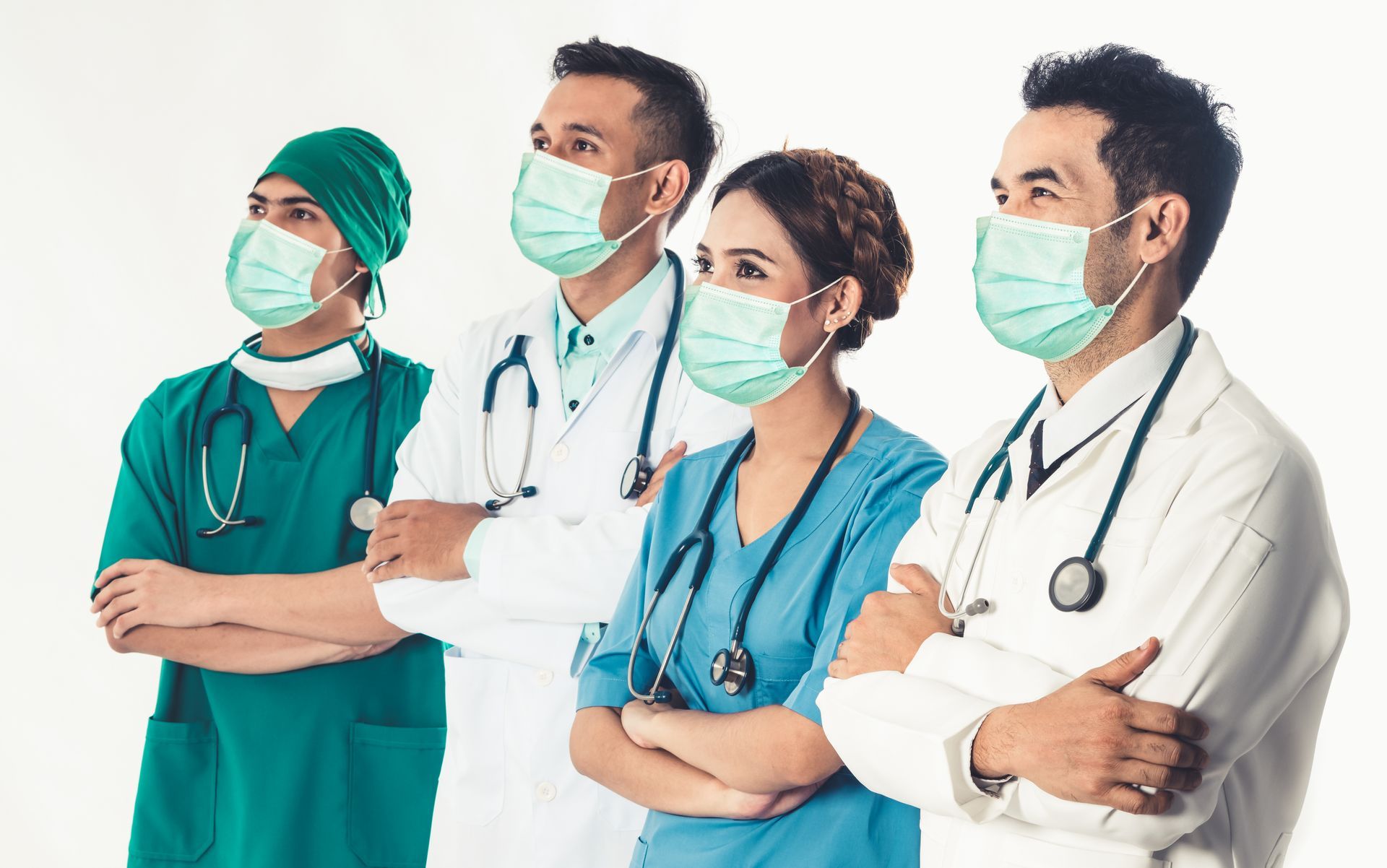 Doctor at hospital wearing medical mask to protect against coronavirus 2019 disease or COVID-19 global outbreak.