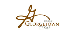 A logo for georgetown texas is shown on a white background