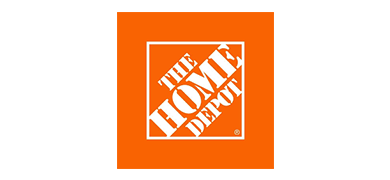 The home depot logo is orange and white on a white background.