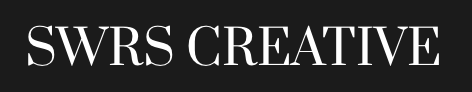 White serif text reading “SWRS CREATIVE” on a black background