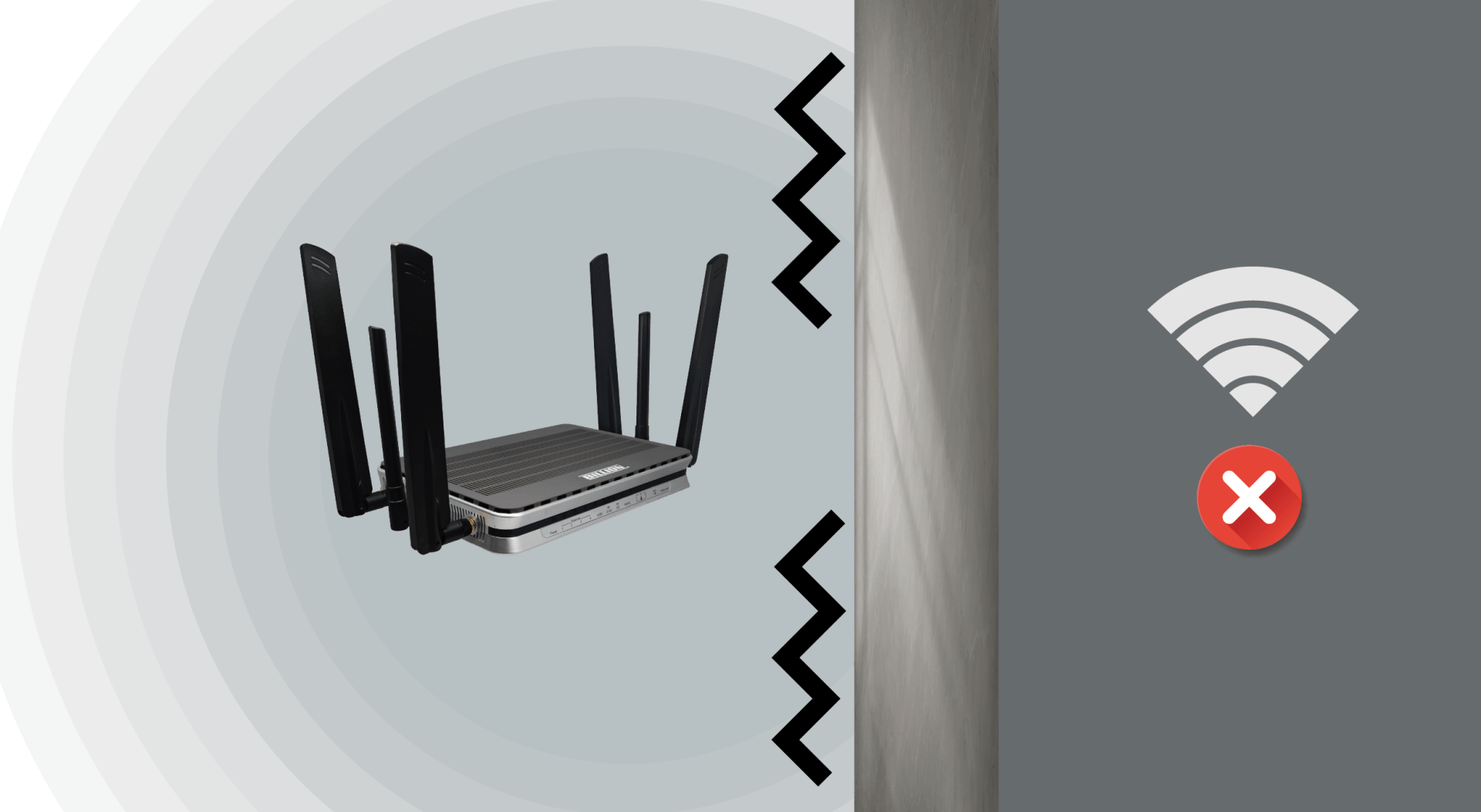 Wi-Fi can't penetrate concrete, metal, etc.