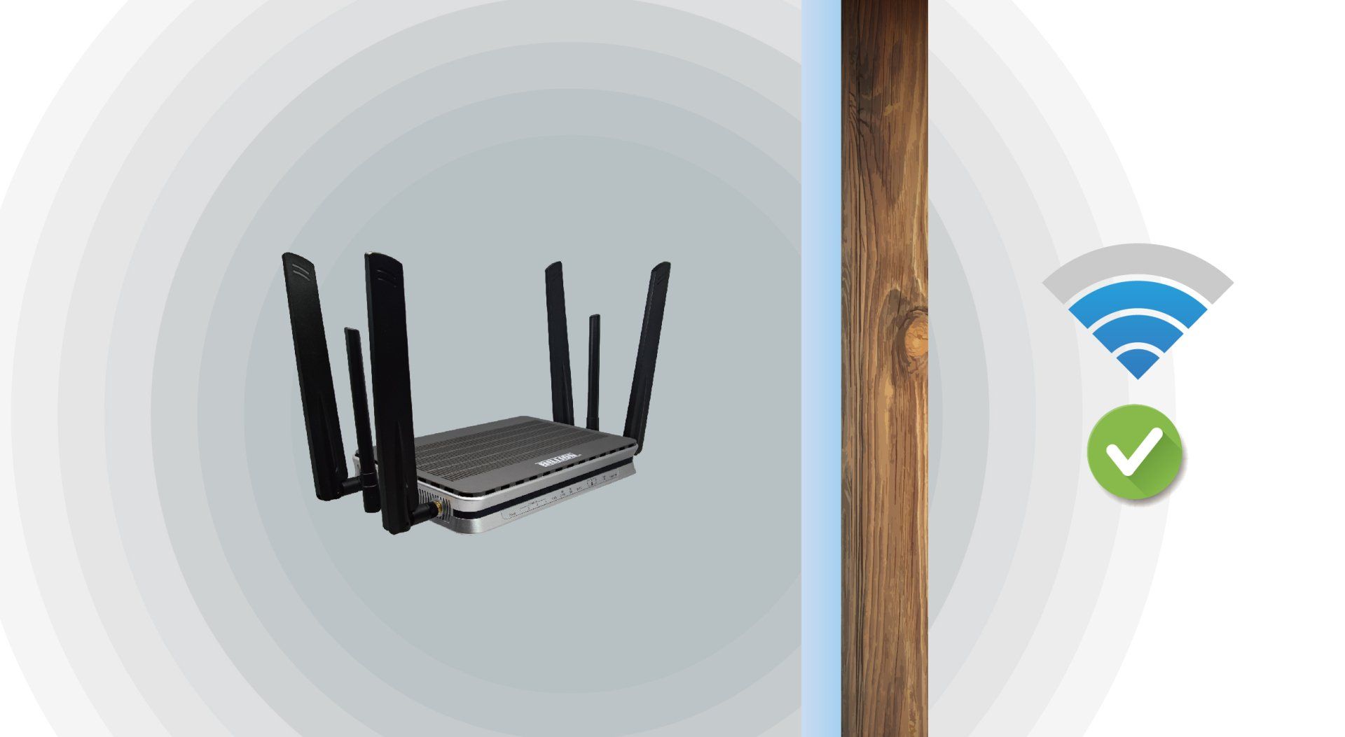 Wi-Fi can penetrate glass, wood, etc. but the signal will be weakened