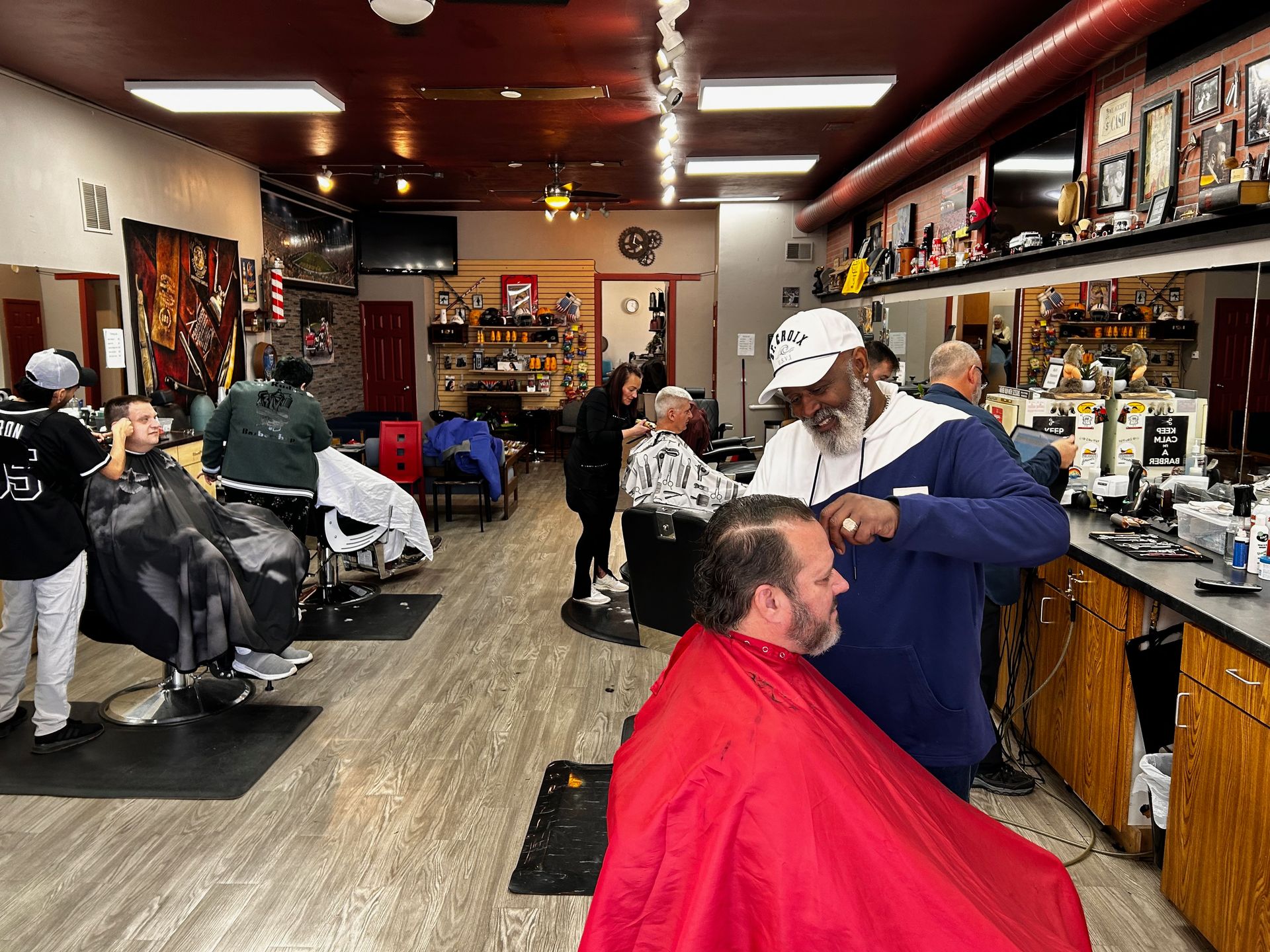 man cutting hair