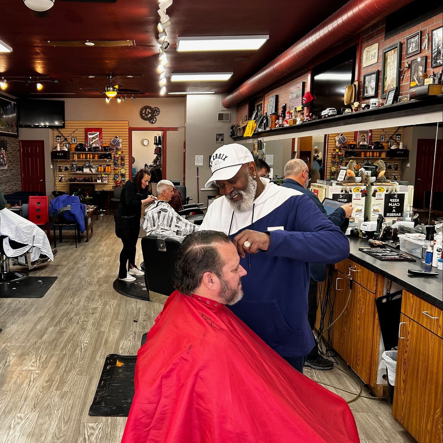 man cutting hair