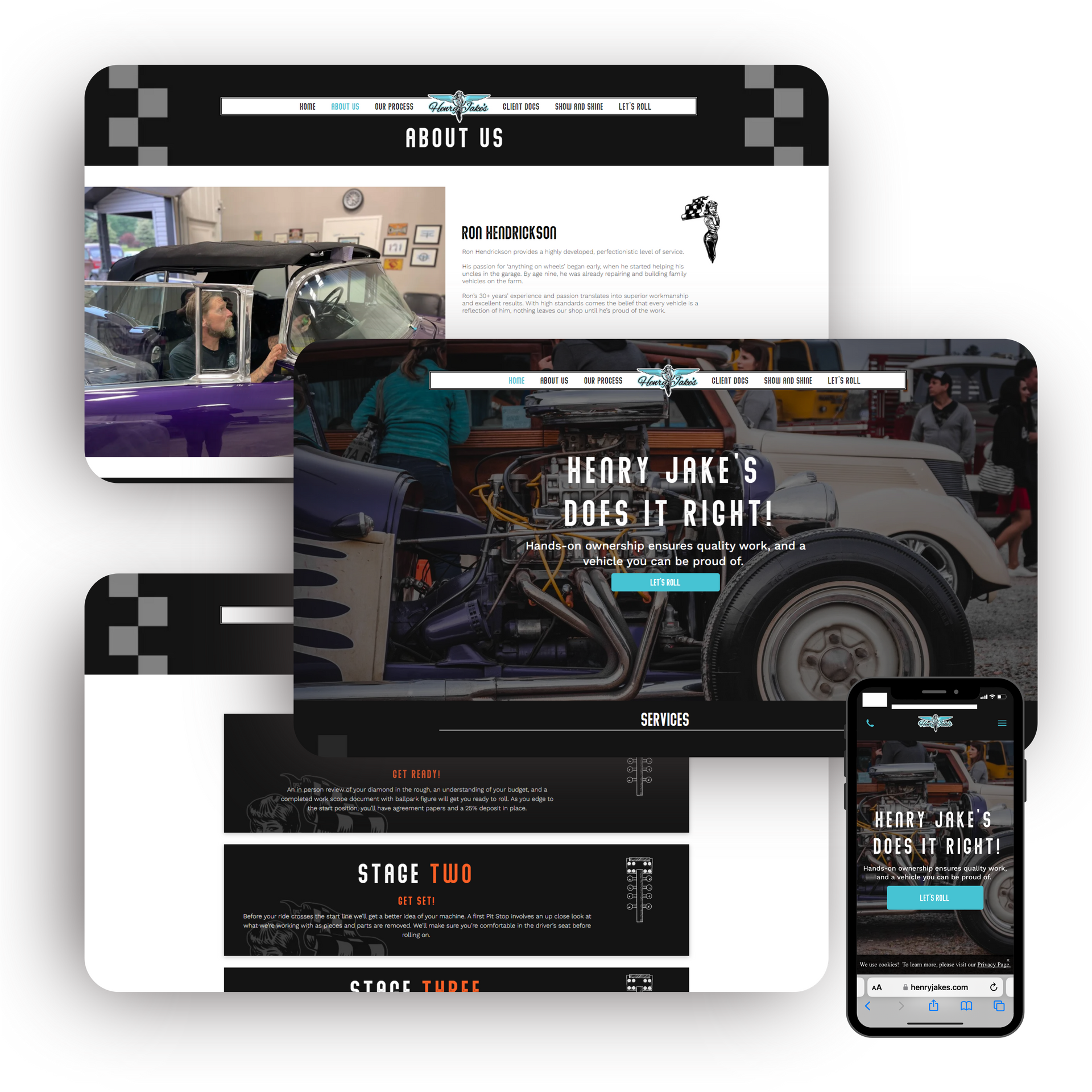A website is displayed on a tablet , phone , and laptop.