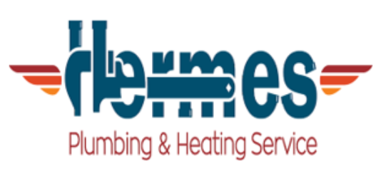 Hermes plumbing and heating service logo on a white background