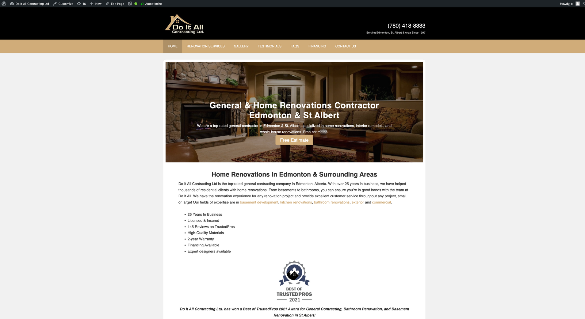 A screenshot of a website showing a living room with a fireplace.
