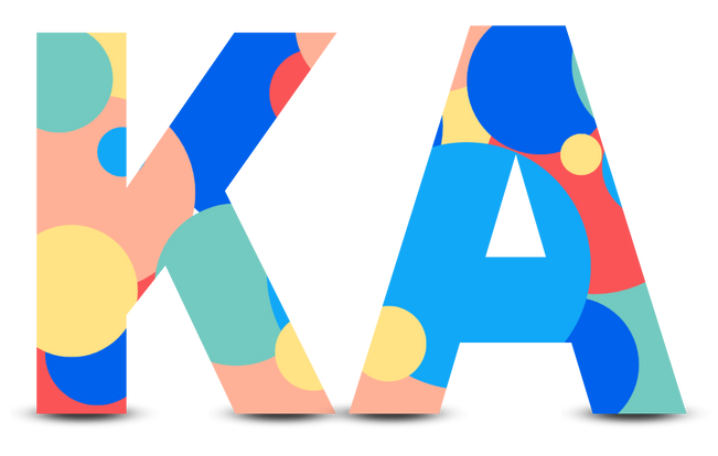 The letter ka is made up of colorful circles