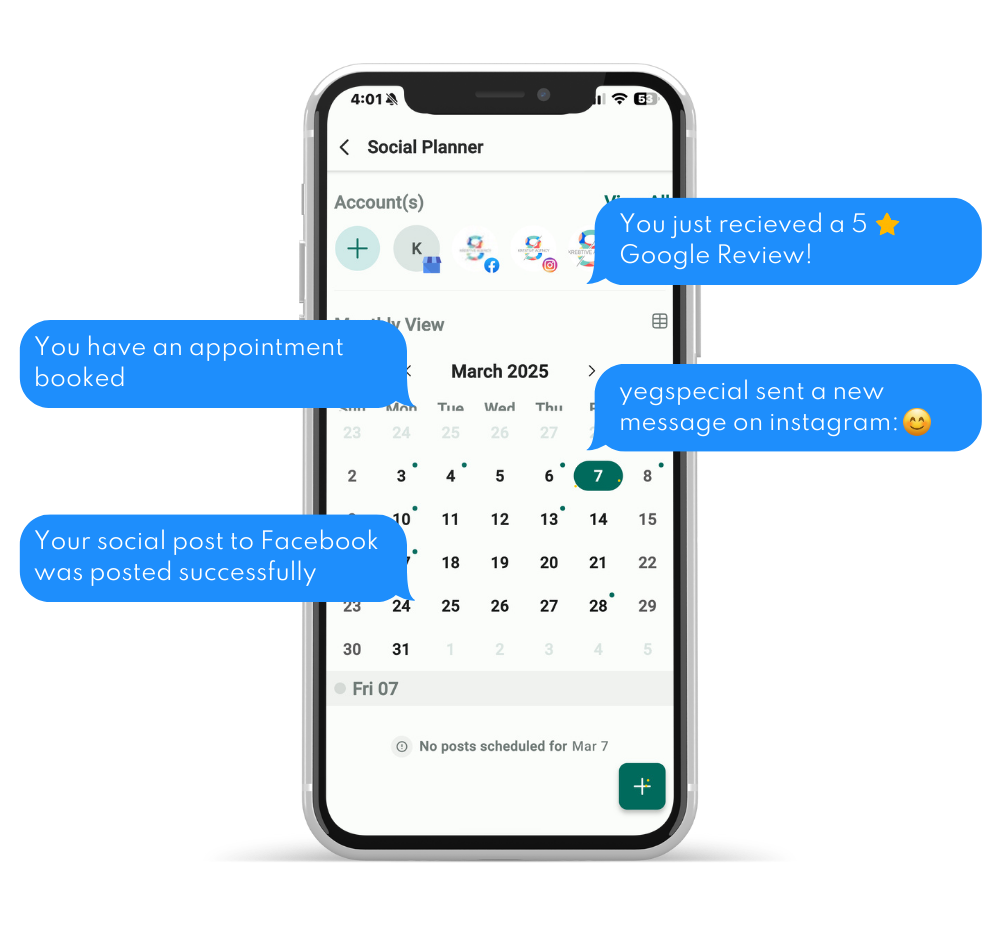A cell phone with a calendar and messages on it.