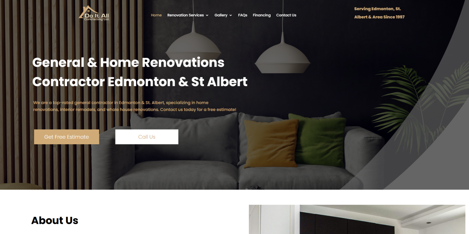 A website for a general and home renovations contractor in edmonton and st. albert