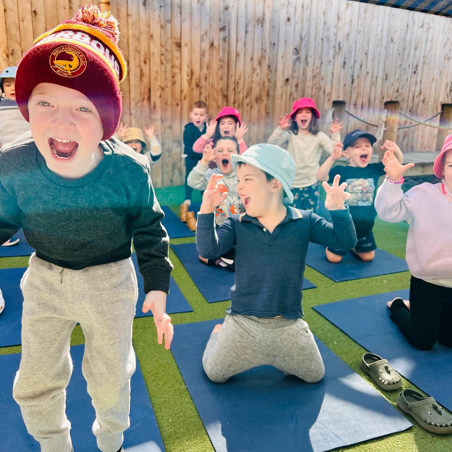 a group of kids having a blast