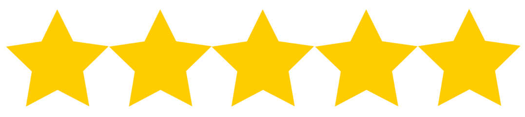 Five stars in a white rectangle