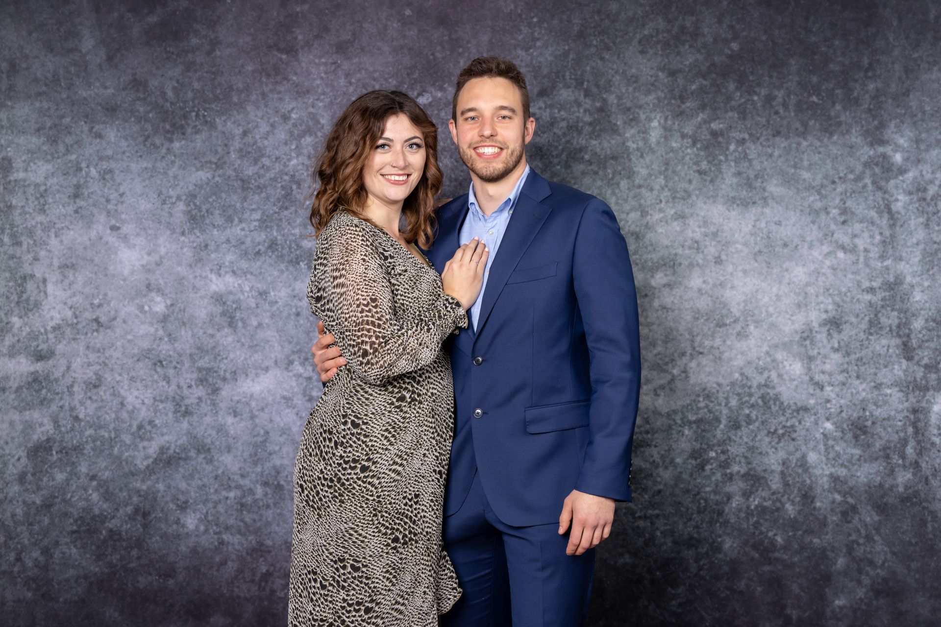 Print on-site portrait with granite backdrop in pop up studio at event