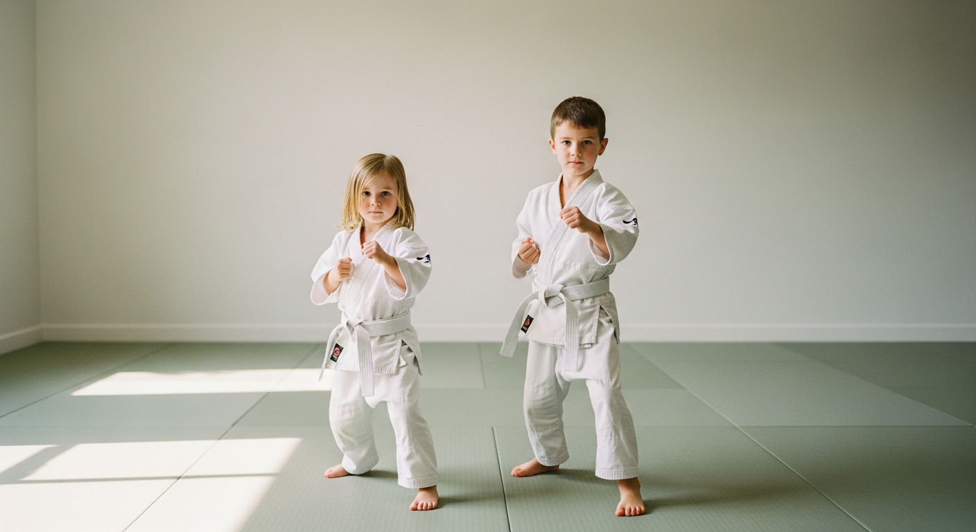 An aerial view of a city skyline at sunset.