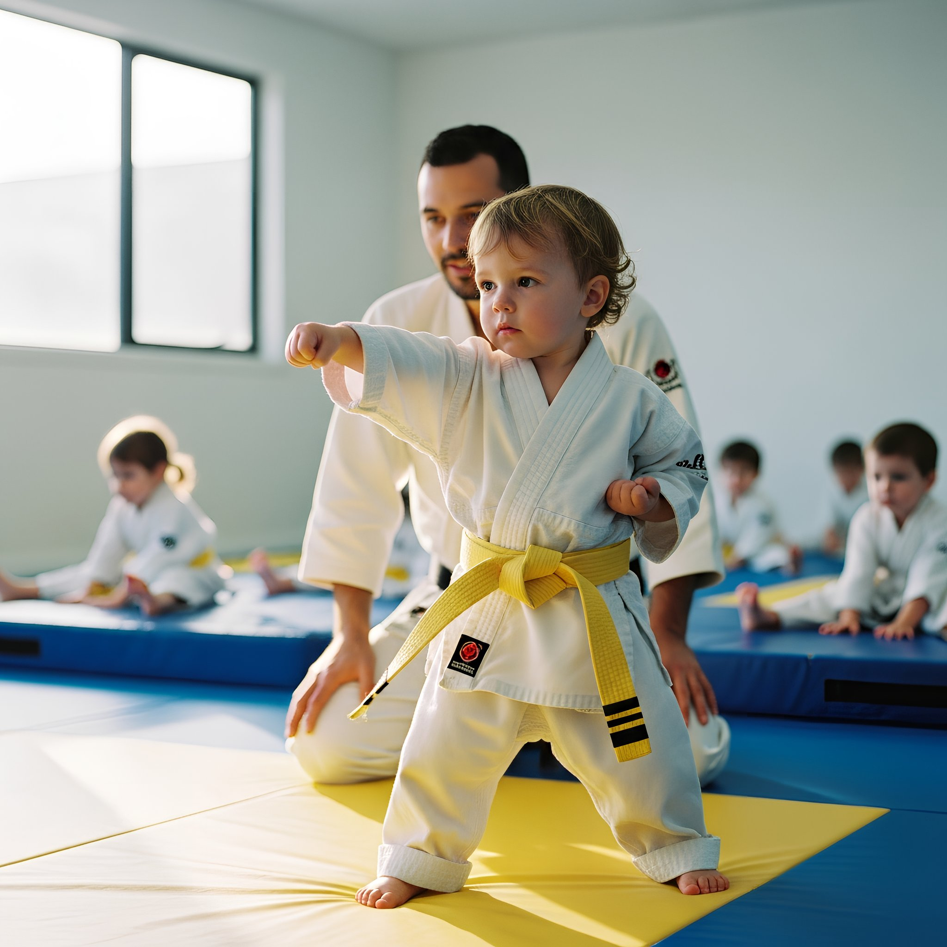 a young child bowing