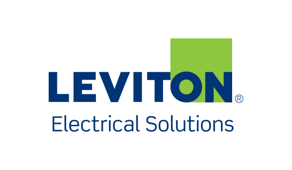 A blue and green logo for leviton electrical solutions