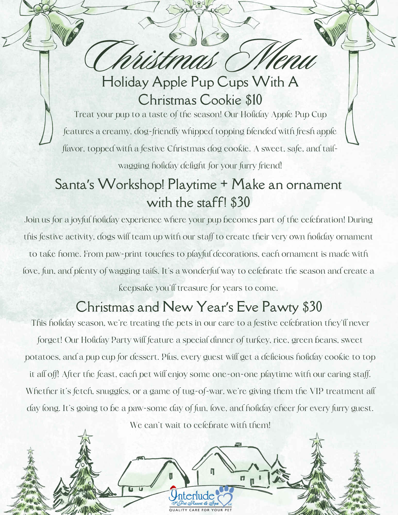 August menu with text about events, decorated with a watermelon, sunglasses, and pineapple.