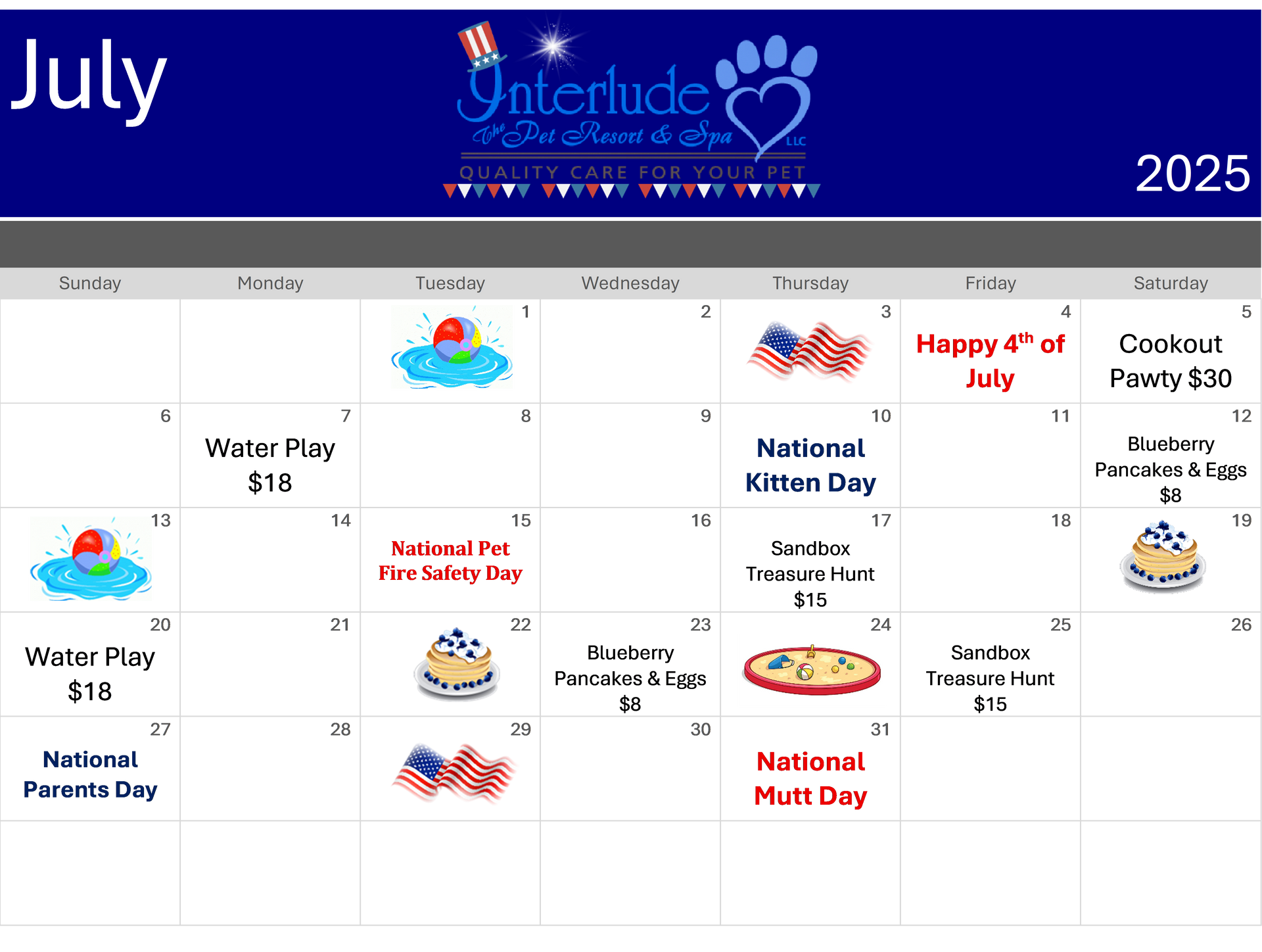A calendar for july shows a variety of holidays A calendar for july shows a variety of holidays