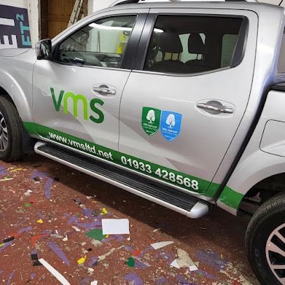 A Silver Truck With The Word VMS On The Side Is Parked In A Garage — JW Signs and Designs In Brisbane, QLD