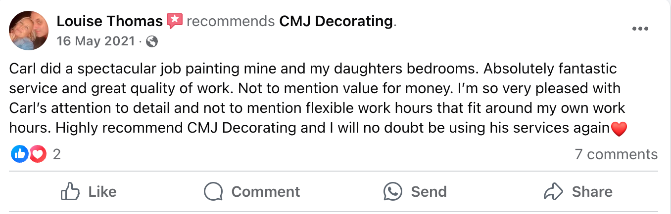 A facebook post with a picture of a man and a woman.