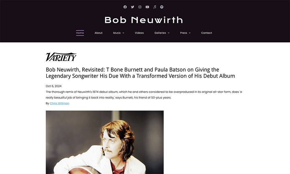 Bob Neuwirth website by BVC Web Design