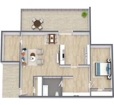 1 Bedroom 1 Bath with Den floor plan