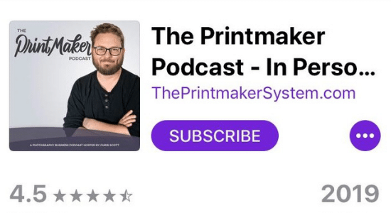 A poster for the printmaker podcast in person