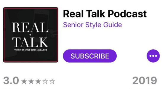 A screenshot of a podcast called real talk