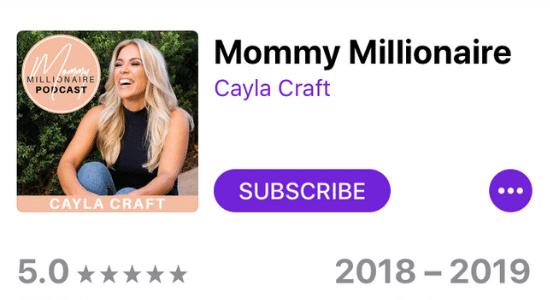 A screenshot of the mommy millionaire podcast by cayla craft